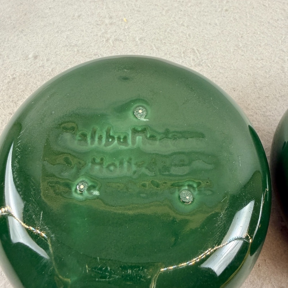 Vintage Malibu Modern Hollydale California Pottery Sugar Creamer Set Green MCM - Picture 4 of 11